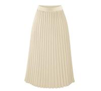 Mini falda vaquera para mujer plisada acampanada media para mujer con cintura elástica alta pantalones, beige, M