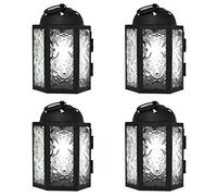 Mini Farol marroquí de Metal pequeño de 4,5 Pulgadas, portavelas Decorativo para centros de Mesa, decoración Interior del hogar, Patio al Aire Libre, Bodas, Transparente, Juego de 4
