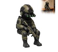 Mini figura táctica de soldado, escultura de las fuerzas especiales armadas, figura de acción de operador sentado, mini figuras realistas de soldado militar, coleccionable de soldado del ejército para