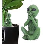 Mini Figuras de corte alienígena - Esculturas de jardín de resina, estatuas de OVNI interiores | Pieza de decoración alienígena hecha a mano única, Ornamento de criatura caprichosa Decoración