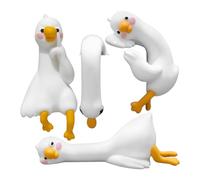 Mini figuras de ganso - 4 piezas, pequeña estatua de ganso tonto de resina en miniatura | Adornos de pato para decoración de coche, accesorios de espejo retrovisor interior, decoración del hogar y la