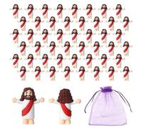 Mini figuras de Jesús a granel, paquete de 50 con bolsa de almacenamiento, figuras de Jesús pequeño para decoraciones de Navidad, regalos o rellenos de huevos de Pascua