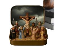 Mini figuras de Jesús, de lata de escena religiosa de Pascua, escena de resurrección de sufrimiento, figuras pequeñas, para el hogar, apartamento, dormitorio, sala de estar, escritorio, mesa