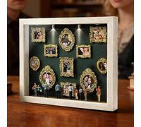 Mini Figuras De Museo De Nosotros, Pequeño Marco De Vitrina De Museo De Bricolaje, Mini Figura Decorativa En Kit para Ensamblar para Bodas, Cumpleaños, Fotos De Museos con Luces