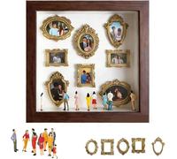 Mini figuras de museo, mini museo, marco de fotos, DIY Mini Museum Silhouette Box, Celebrate Your Unique Memories en estilo, kit de marco personalizado con marcos dorados y figuras (madera)