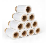 Mini Film elástico transparente - Pack de 10 rollos (100 mm x 150 m) - 23 micras - Fuerte y resistente - Film Stretch para embalaje, paletizar y protección profesional