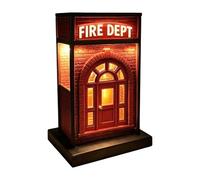 Mini Fire Station Light, Decorative Fire Department, LED Ambient Night Lamp with 3D Build Feature, Compact Resin Desk Unit, Nostalgic Style Lamp with Warm Glow, Bedside Light for Office Use