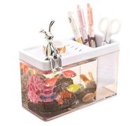Mini Fish Tank - Clear Desktop Betta Aquarium Bowl, Small Space Decorative Fish Habitat and Storage Organizer, Creative Student Desk Accessory | Aquatic Display Concept, Home Office Use