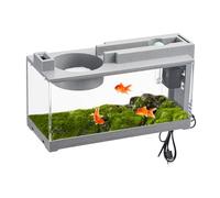 Mini Fish Tank - Fish Aquarium | Multipurpose and Decorative Retro Quiet Small Sea Creaturs Tank with Air Pump For Shrimp, Turtle Reptile Shrimp Moss Crab, Tabletop Display Decora