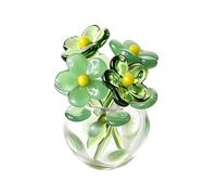 Mini flores de - Ramo artificial hecho a mano con jarrón de a juego, juego de flores de eternas con pétalos soplados a mano, delicada figura de flores, decoración de mesa