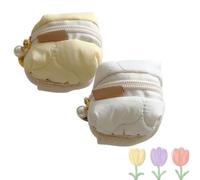 Mini Fluffy Bunny Pouch, Kawaii Mini Wallet Earphone Bag with Zipper, Soft Cotton Earphone Pouches Coin Purse, Soft Plush Bag (A)