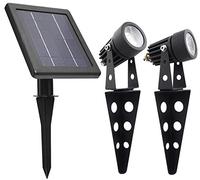 Mini foco LED de aluminio fundido de 50 x doble alimentado por energía solar, luz blanca cálida, 60-100 lúmenes por lámpara para jardín al aire libre, patio, paisaje, downlight