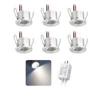 Mini Focos LED 2W 6 uds DC 12V, IP65 Impermeable Small Spot Lights Empotrable, 25mm Downlight DIY Micro Spotlight para Muebles Cuadros Paredes Cocina Escaleras Vitrinas Pasillos (Blanco Frío)
