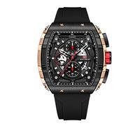 Mini Focus - Reloj cronógrafo único para hombre, estilo casual (hueco/impermeable/superluminoso/calendario), correa de silicona suave, reloj moderno para hombre, dorado, Correa