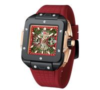 Mini Focus - Reloj de pulsera cuadrado para hombre, cronógrafo, analógico, impermeable, con calendario luminoso, correa de silicona, reloj de cuarzo para hombre, S, Correa