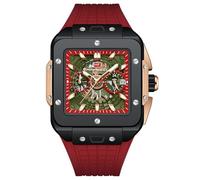 Mini Focus - Reloj de pulsera cuadrado para hombre, cronógrafo, analógico, impermeable, con calendario luminoso, correa de silicona, reloj de cuarzo para hombre, R, Correa