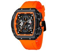 Mini Focus - Reloj de pulsera deportivo para hombre (cronógrafo/impermeable/luminoso/calendario) correa de silicona reloj de cuarzo para hombre, Naranja_negro, Cronógrafo, reloj de cuarzo
