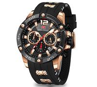 Mini Focus - Reloj de pulsera para hombre (cronógrafo/resistente al agua/luminoso/calendario) con banda de silicona para hombre (AM0350G.02), Azul / Patchwork