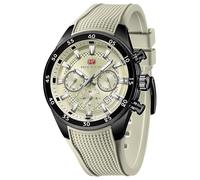 MINI Focus - Reloj de pulsera para hombre, diseño único e informal (cronógrafo/impermeable/luminoso/calendario/24 horas), correa de silicona, relojes de moda para hombre, Blanco hueso