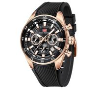 MINI Focus - Reloj de pulsera para hombre, diseño único e informal (cronógrafo/impermeable/luminoso/calendario/24 horas), correa de silicona, relojes de moda para hombre, Negro2