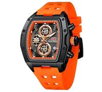 Mini Focus - Reloj de pulsera para hombre, esfera grande, impermeable, deportivo, analógico, cuarzo, correa de silicona, para hombre, Naranja, Moderno