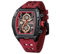 Mini Focus - Reloj de pulsera para hombre, esfera grande, impermeable, deportivo, analógico, cuarzo, correa de silicona, para hombre, Rojo -, Moderno