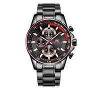 Mini Focus - Reloj de pulsera para hombre, resistente al agua, de acero inoxidable, analógico, de cuarzo, para hombre, negocios, casual, cronógrafo, fecha, militar, color negro