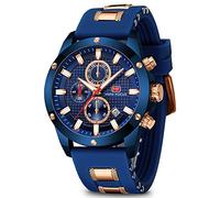 MINI Focus - Reloj deportivo casual para hombre (cronógrafo/impermeable/luminoso/calendario) correa de silicona, reloj de cuarzo para hombre, Azul, Reloj de vestir, reloj deportivo, reloj de cuarzo