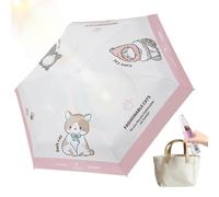 Mini Folding Umbrella, Portable Rain Parasol, Six Rib Sunshade, Compact