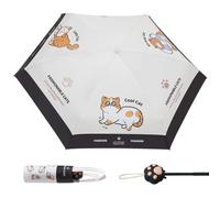 Mini Folding Umbrella, Portable Rain Parasol, Six Rib Sunshade, Compact