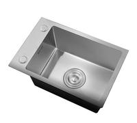 Mini fregadero compacto de acero inoxidable 304 - Fregadero de bar de cocina de un solo tazón que ahorra espacio para encimera de caravana, lavado de platos, 35 x 35 x 20 cm, elegante acabado plateado