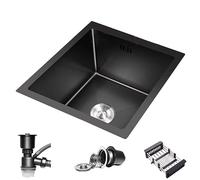 Mini fregadero de acero inoxidable para cocina, RV bar y apartamentos pequeños, diseño de sifón de varios tamaños, negro (43 x 26 x 21,5 cm), compacto y funcional