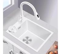 Mini fregadero de cocina de acero inoxidable, moderno fregadero lateral con bandeja y grifo, para lavandería, balcón, jardín