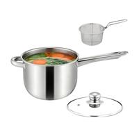 Mini freidora de acero inoxidable - Freidora compacta de 38 x 19,5 x 13 cm, sartén duradera con cesta ytapa, cocina portátil para pescado, pollo ypatatas fritas | Uso en cocina, camping, picnic yfi