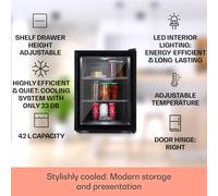 Mini frigorífico Brooklyn 42 puerta de cristal estante LED Klarstein