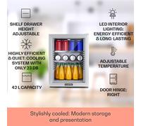 Mini frigorífico Brooklyn 42 puerta de cristal estante LED Klarstein