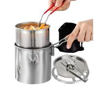 Mini Fryer, 7 Piece Stainless Steel Cooking Pot Set, 1.2l Fryer with Removable Basket for Home Kitchen, Camping, Picnics, and Parties, Ideal for Fish, Chicken, and Snacks, Portable Frying Solution