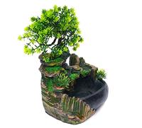 Mini fuente de mesa de roca de 28,5 cm, sin función de niebla con árbol artificial, enchufe europeo de 220 V 2 W, silenciosa, decoración para salón, oficina, comedor para relax