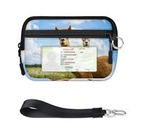 Mini funda con cremallera para tarjetas de alpacas y llamas para mujeres y hombres, con ventana de identificación, bonita cartera de alpacas portátil, ligera, pequeña, con cremallera, organizador de