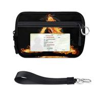 Mini funda con cremallera para tarjetas de fuego para mujeres y hombres, con ventana de identificación, letra A, cartera, portátil, ligera, pequeña, con cremallera, organizador de tarjetas de monedas