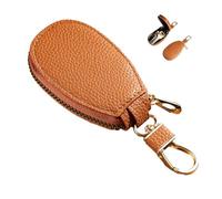 Mini funda de cuero para llave de coche, funda de cuero para llave de coche, funda universal para llave de coche, protectores de llaves de coche, bolsa con cremallera para hombres y mujeres (marrón