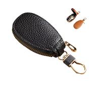 Mini funda de cuero para llave de coche, funda de cuero para llaves de coche, funda universal para llave de coche, protectores de llaves de coche, bolsa con cremallera para hombres y mujeres (negro)