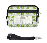 Mini funda para tarjetas con cremallera para mujeres y hombres, con ventana de identificación, diseño de rana, mariposa, cartera, portátil, ligera, pequeña, con cremallera, organizador de tarjetas