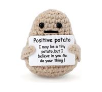 Mini Funny Positive Potato, 3 Inch Knitted Potato Toy with Positive Card Creative Cute Wool Inspirational Potato Crochet Doll Cheer Up Gifts for Frien