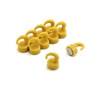 Mini Ganchos Magnéticos de Plástico Amarillo Para Refrigerador, Oficina, Pizarra, Tablero de Anuncios, Archivador - Archivo - 12mm Dia x 20mm de Altura - 1kg - Paquete de 10