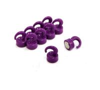 Mini Ganchos Magnéticos de Plástico Púrpura Para Refrigerador, Oficina, Pizarra, Tablero de Anuncios, Archivador - 12mm de Diámetro x 20mm de Altura - 1kg - Paquete de 10