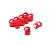 Mini Ganchos Magnéticos de Plástico Rojo Para Refrigerador, Oficina, Pizarra, Tablero de Anuncios, Archivador - 12mm de Diámetro x 20mm de Altura - 1kg - Paquete de 10