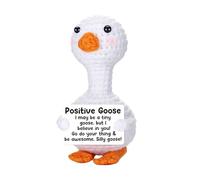 Mini Ganso Positivo Crochet Animal Mensaje Preescolar Universidad Graduación Para Su Hija Amiga Adolescente Niña Cumpleaños Para Mujeres Hecho A Ganchillo Vjw178 (Blanco, 10 cm)