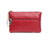 Mini Geldbörse Damen PU Leder kleine Portemonnaie Kurzer Geldbeutel Münzgeldbörse mit Reißverschluss 2 Fächer und Schlüsselanhänger Kreditkartenbörse Schlüsseletui Coin Purse Wallet für Kinder, rojo,