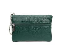 Mini Geldbörse Damen PU Leder kleine Portemonnaie Kurzer Geldbeutel Münzgeldbörse mit Reißverschluss 2 Fächer und Schlüsselanhänger Kreditkartenbörse Schlüsseletui Coin Purse Wallet für Kinder, verde,